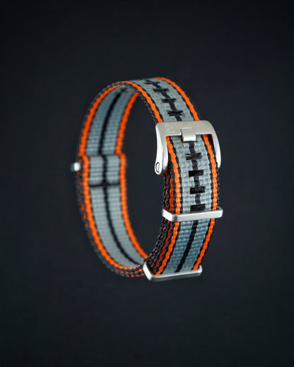 Orange/grey rugged watch strap