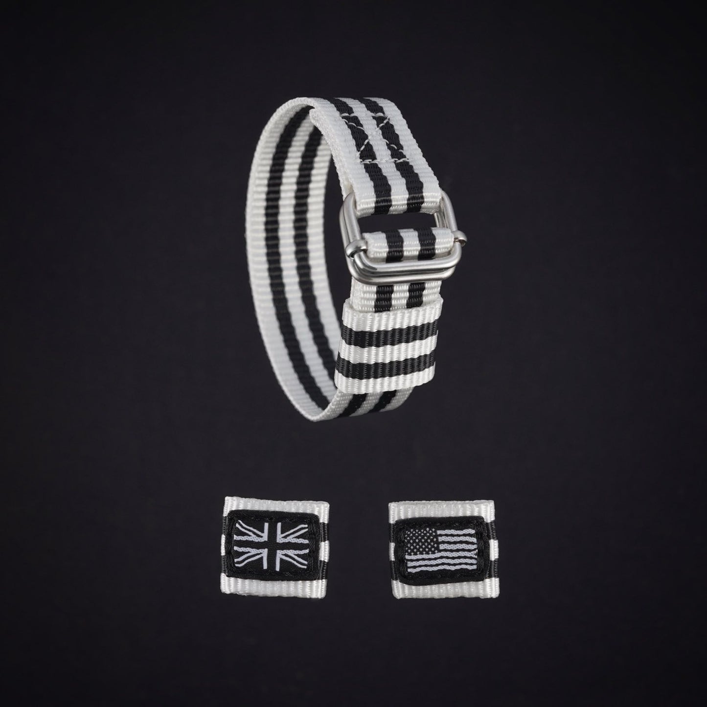 White military strap with black strip